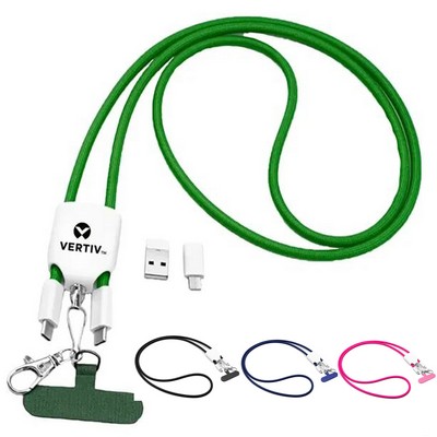 4-IN-1 Charging Cable Crossbody Lanyard Cell Phone Holder