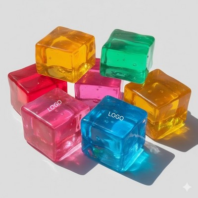 Malt Sugar Ice Cube Squishy Clear Stress Relief Squeeze Toy